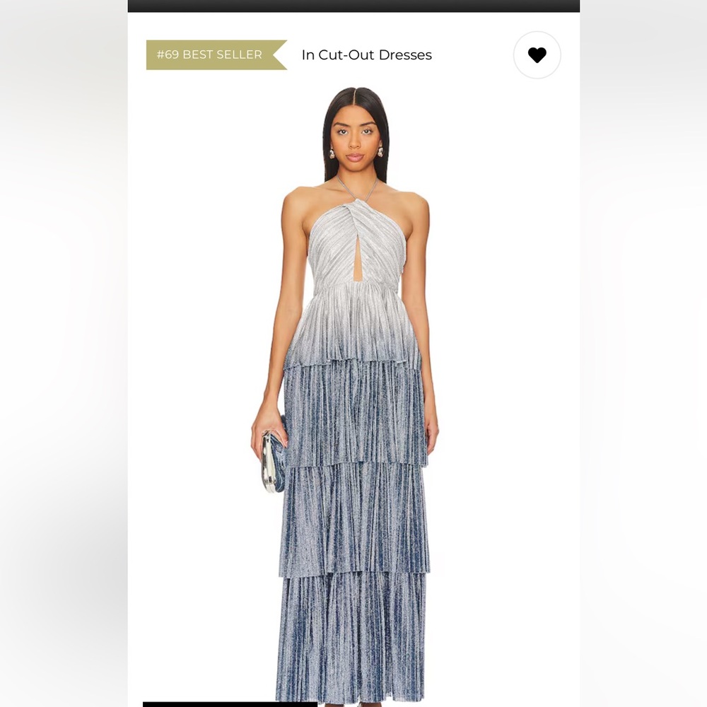 Line & Dot Silver and Blue Maxi Dress